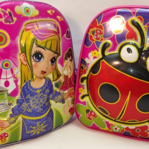 Kids bags -Shine face 3D girls school bag code 2009, R65. Prince pink, beetle purple