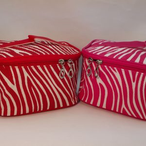 Lady's vanity bags. Zebra print vanity bag, code 3120. R32 pink, red
